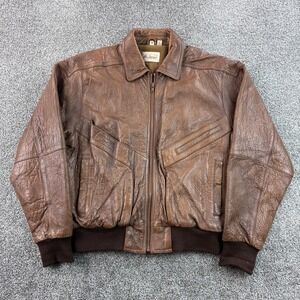 Vintage Adam Spencer Leather Bomber Jacket Mens 38 Brown G-1 Style Flight